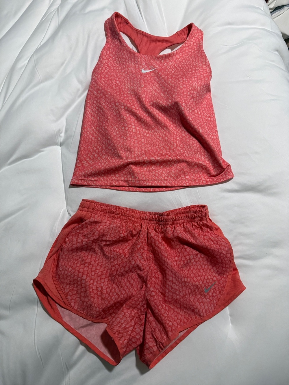 Nike Girls Pink Coral Athletic Tank and Shorts Set